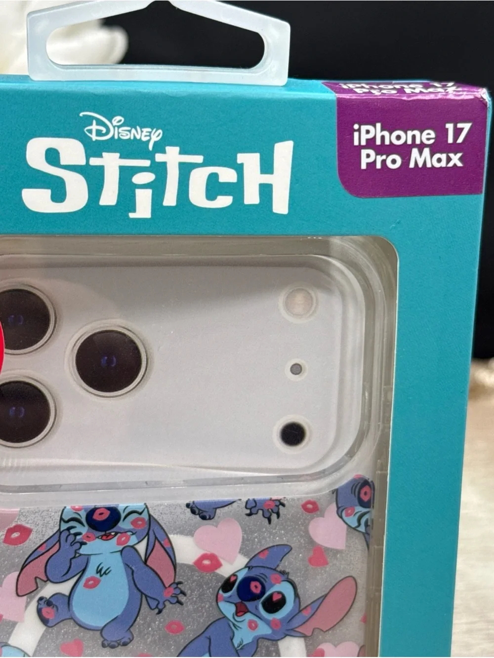 Clear iPhone 17 Pro Max Case - White with Blue Disney’s Stitch Pattern